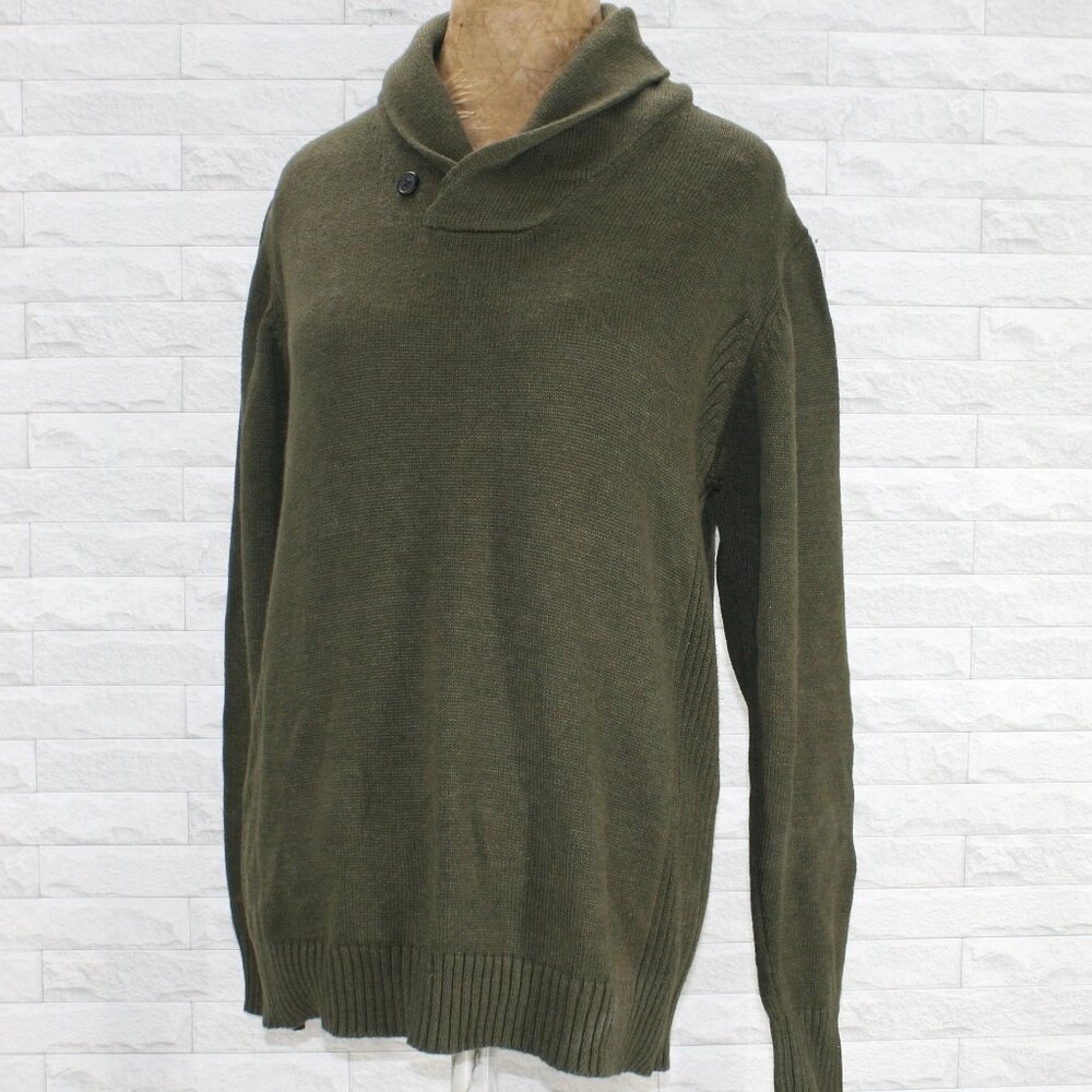 OSCAR DE LA RENTA Sweater Knit Turtleneck Statement Foldover Cowl Olive Green M
